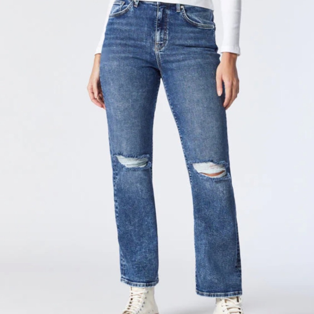 MAVI Barcelona straight Leg Jeans High Rise Loose Straight Ripped Recycle  Sz 29
